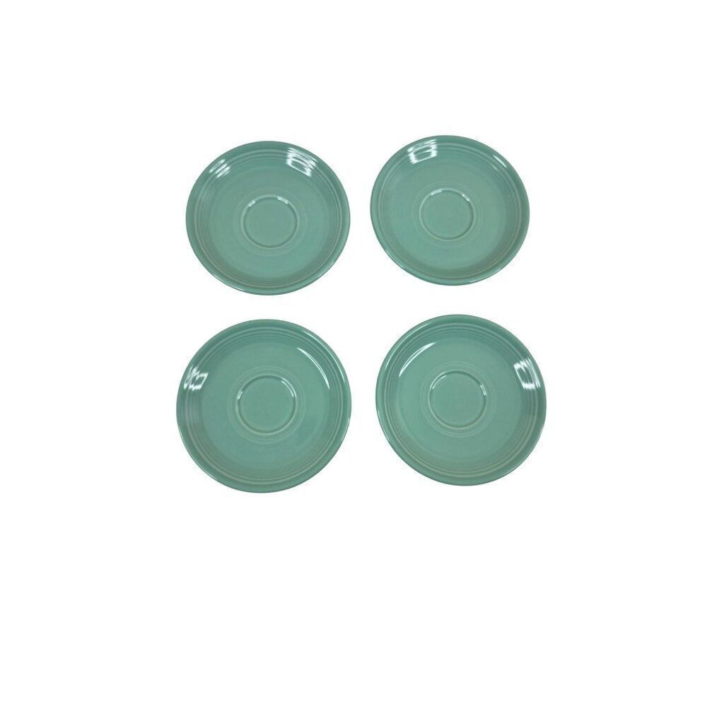 Vintage Fiesta Ware Turquoise Saucer Plates Set Of 4 Lead-Free Ceramic